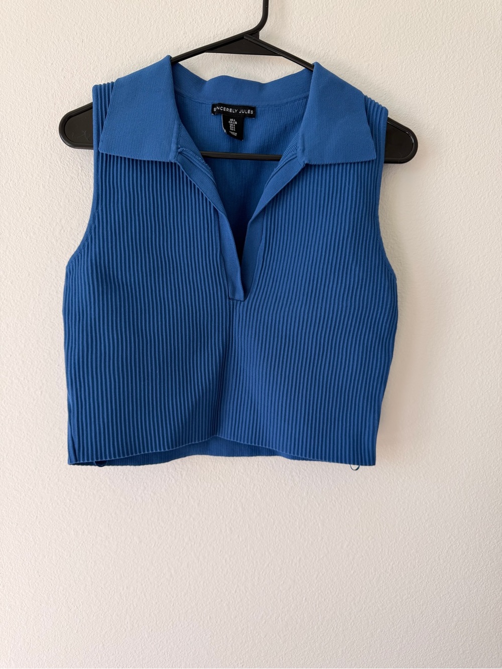 Sincerly Jules Ribbed Polo Tank Top - Royal Blue